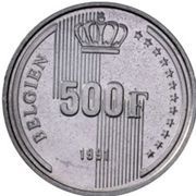 500 Francs - Baudouin I 40th Anniversary of Reign; German text obverse image
