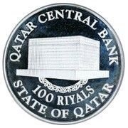 100 Riyals Central Bank; 1st Issue, Qatar, 1998 reverse image