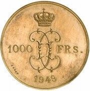 1000 Francs Pattern, Belgium, 1949 reverse image