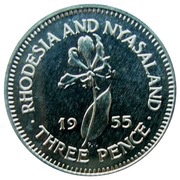 3 Pence - Elizabeth II 1st portrait; Silver Proof reverse image