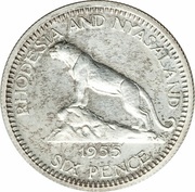 6 Pence - Elizabeth II 1st portrait; Silver Proof reverse image