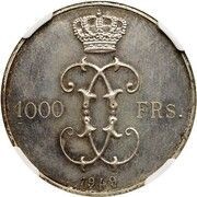 1000 Francs Pattern, Belgium, 1949 reverse image
