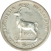 1 Shilling - Elizabeth II 1st portrait; Silver Proof reverse image