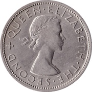 ½ Crown - Elizabeth II 1st portrait obverse image