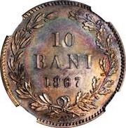 10 Bani - Carol I, Romania, 1867 reverse image