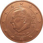 1 Euro Cent - Albert II 2nd type, 1st portrait obverse image
