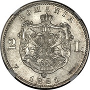 2 Lei - Carol I, Romania, 1881 reverse image