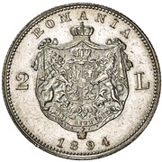 2 Lei - Carol I, Romania, 1894-1901 reverse image