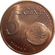 5 Euro Cents - Albert II 1st type, 1st portrait reverse image