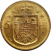 5 Lei - Mihai I, Romania, 1930 reverse image
