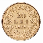 20 Lei - Carol I, Romania, 1868 reverse image