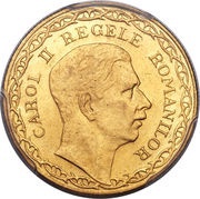 20 Lei 10th Anniversary of reign of Carol II obverse image