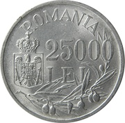 25 000 Lei - Mihai I, Romania, 1946 reverse image