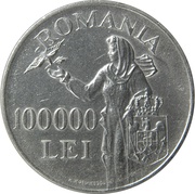 100 000 Lei - Mihai I, Romania, 1946 reverse image