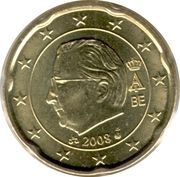 20 Euro Cents - Albert II 2nd map, 2nd type, 2nd portrait obverse image