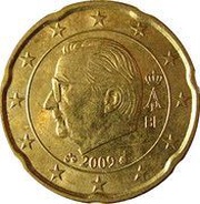 20 Euro Cents - Albert II 2nd map, 2nd type, 1st portrait obverse image