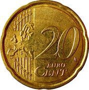 20 Euro Cents - Albert II 2nd map, 2nd type, 1st portrait, Belgium, 2009-2013 reverse image