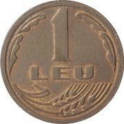 1 Leu, Romania, 1992 reverse image