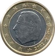 1 Euro - Albert II 1st map, 1st type, 1st portrait obverse image