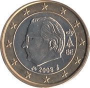 1 Euro - Albert II 2nd map, 2nd type, 2nd portrait obverse image