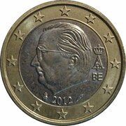1 Euro - Albert II 2nd map, 2nd type, 1st portrait obverse image