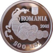 500 Lei Centenary of Romanian Numismatic Society obverse image