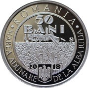 50 Bani Great Union, Romania, 2018 obverse image