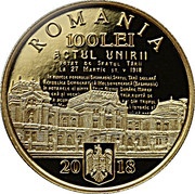 100 Lei 100 years since the union of Bessarabia with Romania obverse image