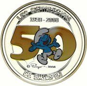 5 Euros - Albert II Smurfs; colourized reverse image