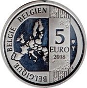 5 Euros - Philippe Smurfs; colourized obverse image