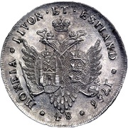 48 Kopecks - Elizabeth Krasny; pattern; type 1, Russia, 1756 reverse image