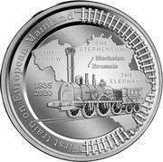5 Euros First train on Europe, Belgium, 2020 reverse image