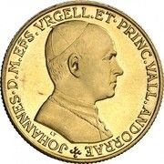 1 Sobirana - Joan Martí i Alanis Episcopal Co-Prince; Latin obverse image