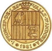 1 Sobirana - Joan Martí i Alanis Episcopal Co-Prince; Catalan, Andorra, 1981 reverse image