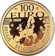 100 Euros - Albert II Royal Wedding Anniversary, Belgium, 2009 reverse image