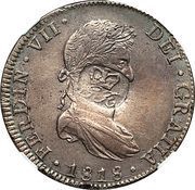 6 Shillings 1 Penny - George III FERDIN VII DEI GRATIA; oval ident; countermarked obverse image