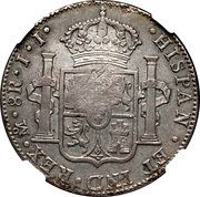 6 Shillings 1 Penny - George III FERDIN VII DEI GRATIA; oval ident; countermarked reverse image