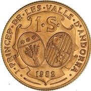 1 Sobirana - Joan Martí i Alanis Episcopal Co-Prince; Catalan, Andorra, 1982 reverse image