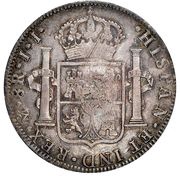 6 Shillings 1 Penny - George III FERDIN VII DEI GRATIA; incuse script; countermarked reverse image