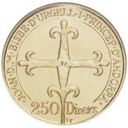 250 Diners - Joan Martí i Alanis 2nd Paréage of Andorra obverse image