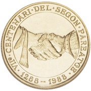 250 Diners - Joan Martí i Alanis 2nd Paréage of Andorra, Andorra, 1988 reverse image