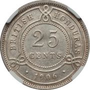 25 Cents - Edward VII, Belize, 1906-1907 reverse image