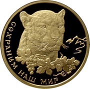 50 Roubles Southwest Asian Leopard, Russia, 2011 reverse image