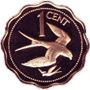1 Cent Swallow-Tailed Kite; Bronze, Belize, 1975-1976 reverse image
