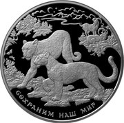 100 Roubles Southwest Asian Leopard, Russia, 2011 reverse image