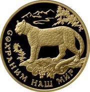 100 Roubles Southwest Asian Leopard, Russia, 2011 reverse image