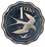 1 Cent Swallow-Tailed Kite; Silver, Belize, 1982-1983 reverse image