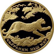 200 Roubles Southwest Asian Leopard, Russia, 2011 reverse image