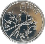 5 Cents Fork-Tailed Flycatcher; Aluminium, Belize, 1977-1981 reverse image