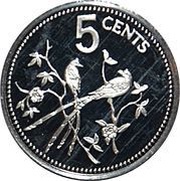 5 Cents Fork-Tailed Flycatcher; Aluminium, Belize, 1984 reverse image